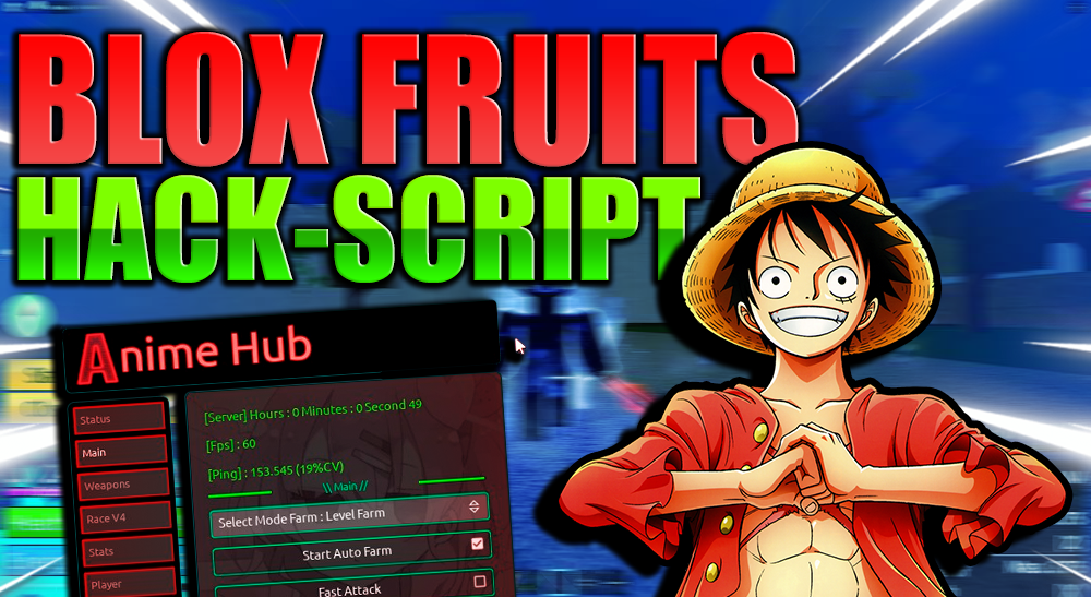 Blox Fruits Script: Anime Hub Auto Farm Player, Auto Stats & More Roblox Hack PC&Mobile