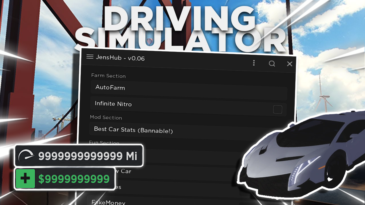 Driving Simulator Script: Jens Hub Auto Drive, Infinity Nitro, Auto Race Roblox Hack PC&Mobile