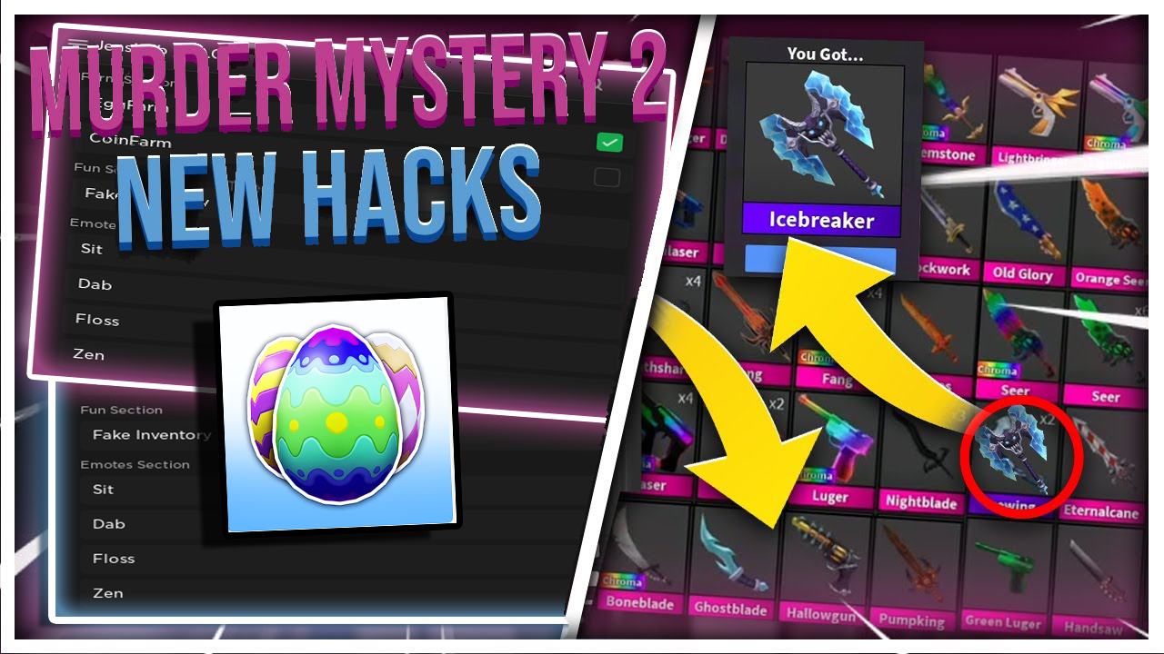 Murder Mystery 2 Script: Jens Hub Esp, Fake Knife, Inf Jumps, Coins, Egg Farm Hack PC&Mobile