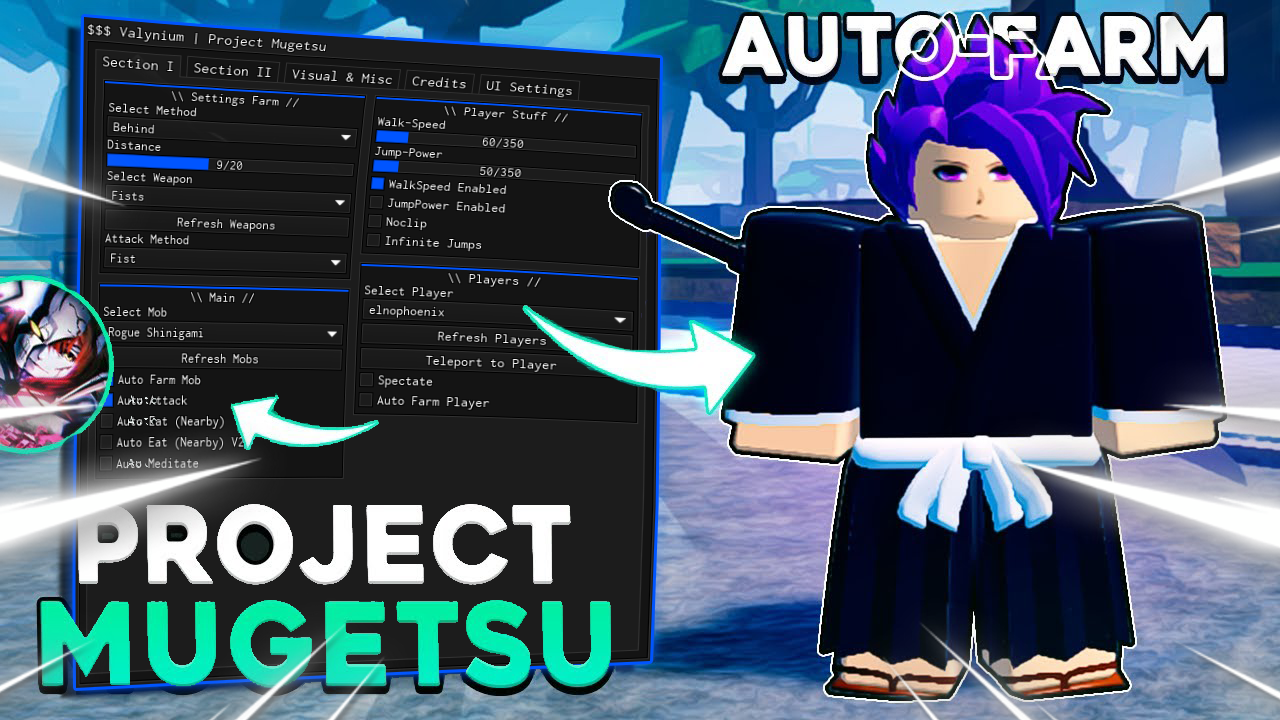 Project Mugetsu Script : Valinyum Hub Autofarm, Farm Boss Dinero & Experiencia Infinita Hack Roblox