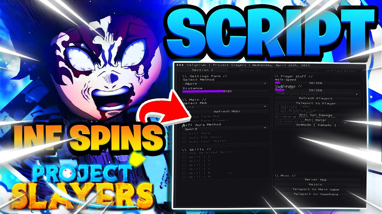 Project Slayers Script: Valynium Hub Auto Skills, Auto Farm, Walkspeed Roblox Hack