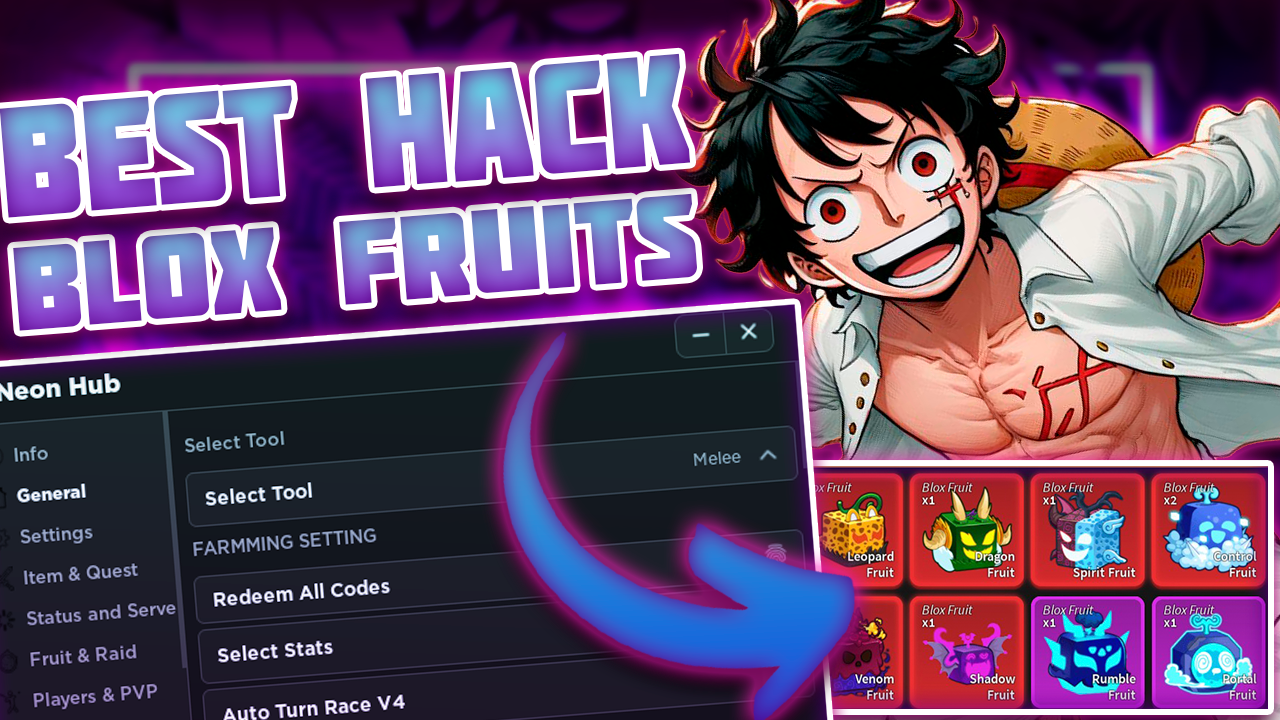 Blox Fruits Script Neon Hub Fast Attack Auto Farm Roblox Hack PC y Mobile 2024