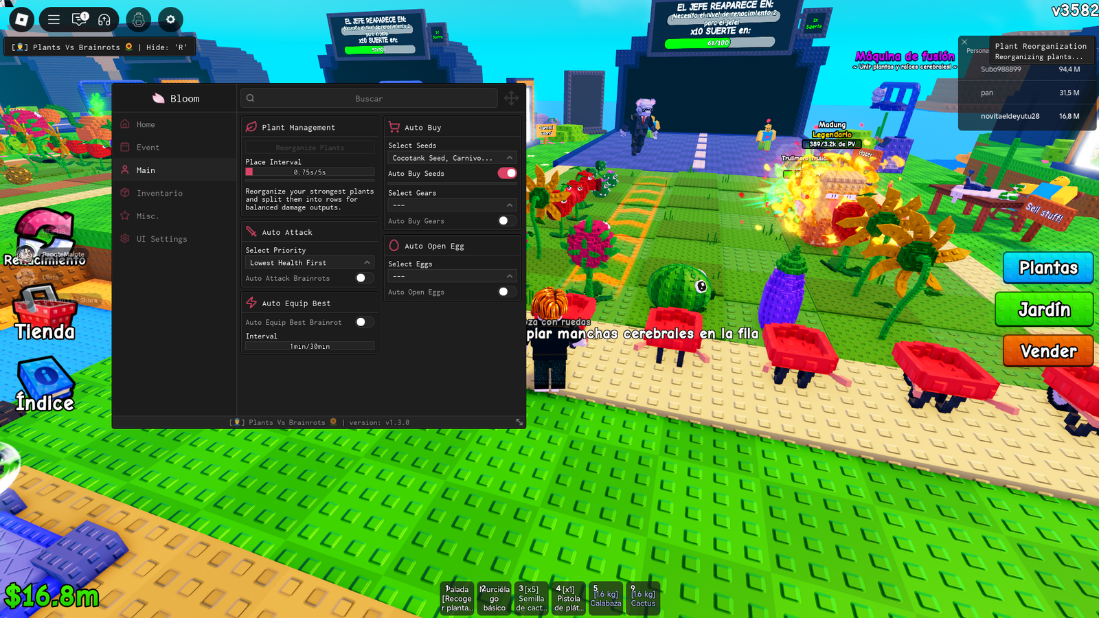 BLOOM SCRIPT FRUITS VS BRAINROTS NO KEY