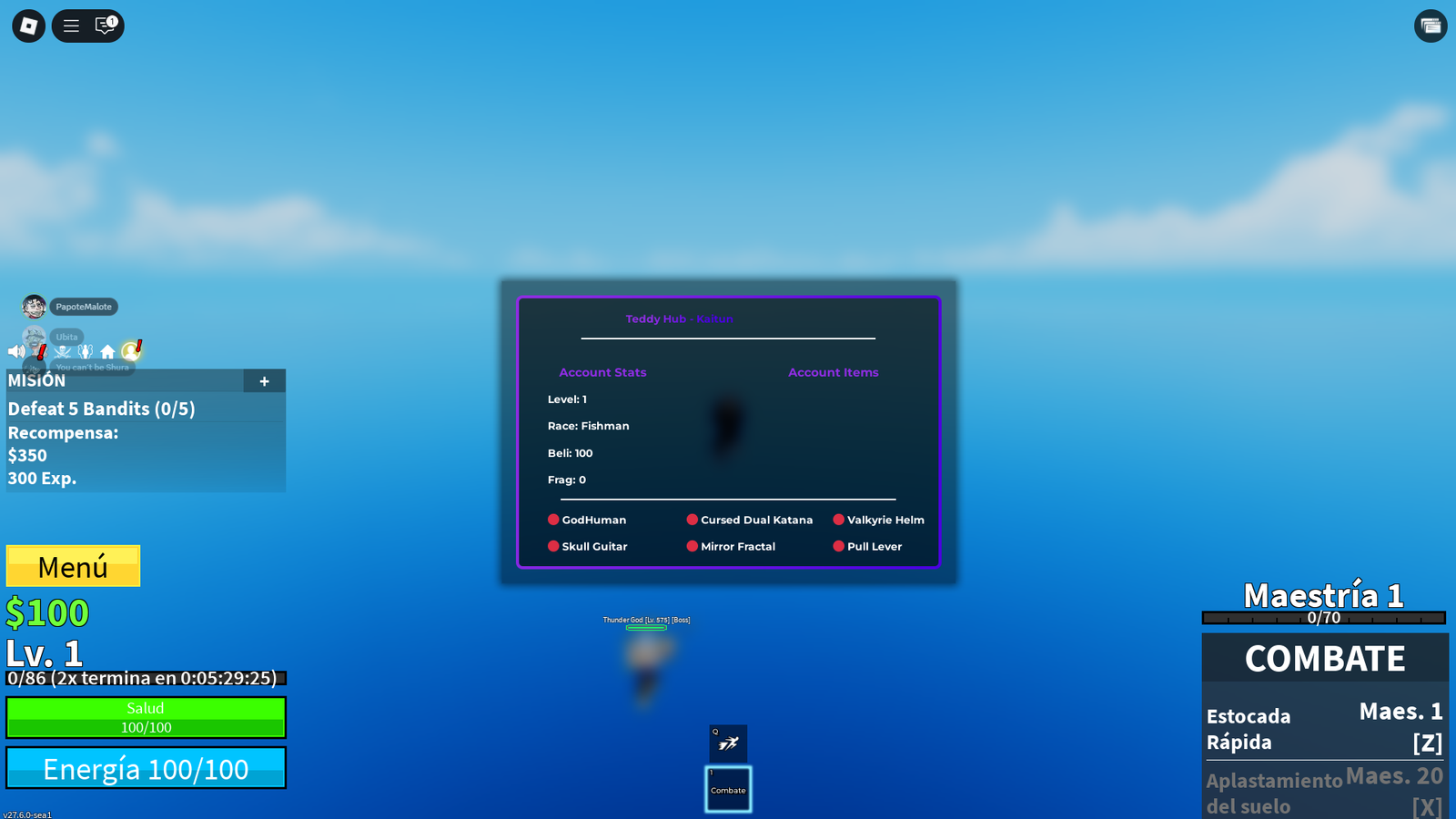 TEDDY HUB SCRIPT BLOX FRUITS ROBLOX