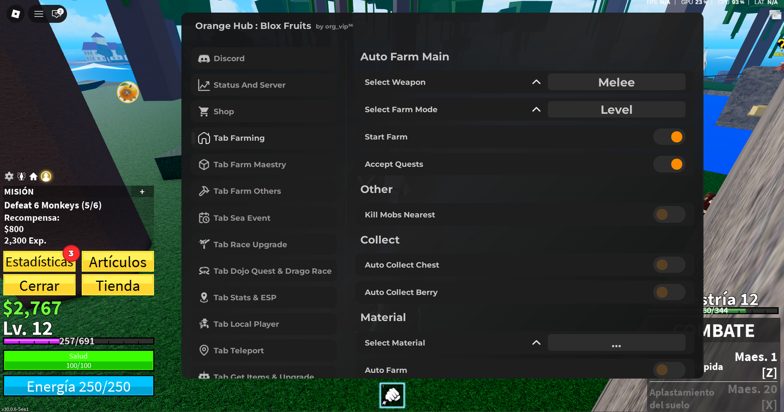 BLOX FRUITS SCRIPT ORANGE HUB