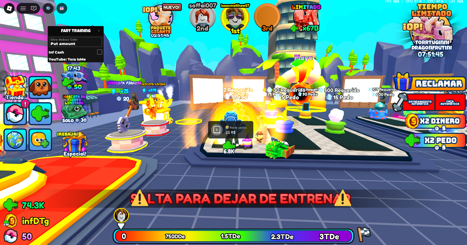 FART TRAINING SCRIPT ROBLOX INFINITE MONEY